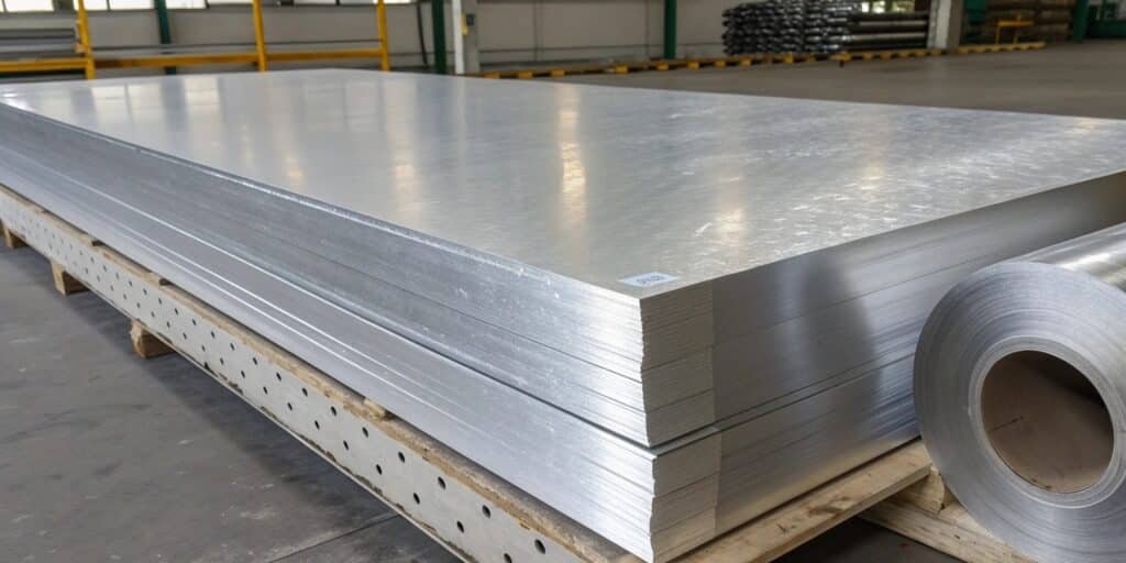 A split image showing a high-tech aerospace component made of 7075 on one side, and a large welded ship component made of 5083 on the other.